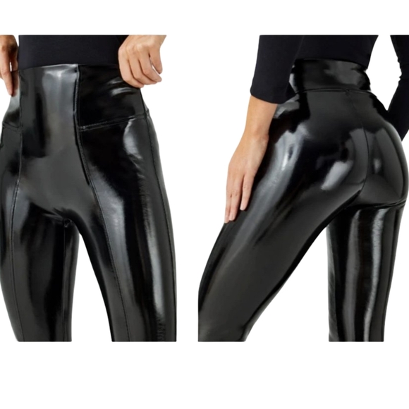 Spanx Faux Patent Leather Leggings Large Tall - Picture 5 of 14